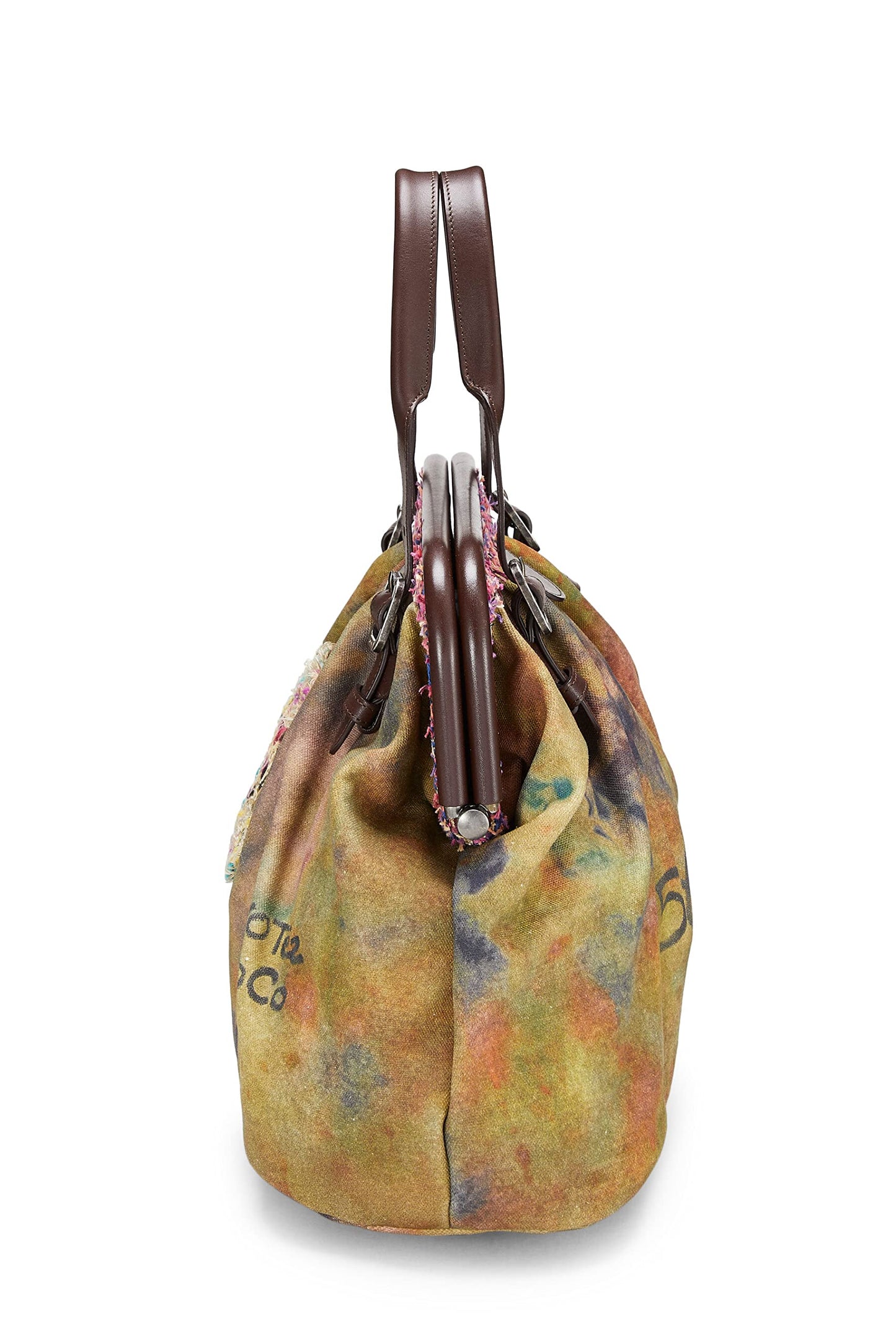 Chanel,  Green Graffiti Canvas On The Pavements Bowling Bag, Green