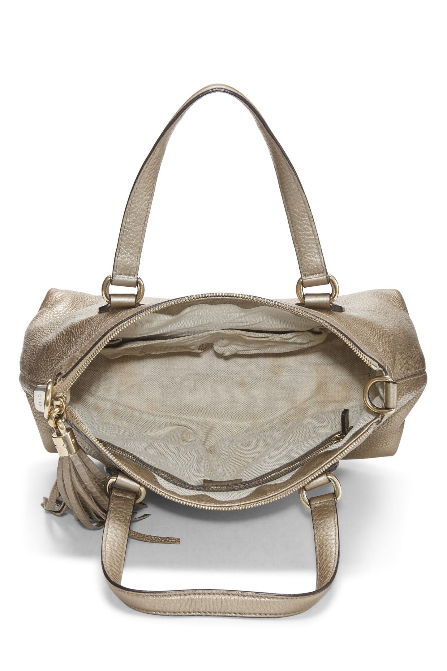 Gucci,  Gold Grained Leather Soho Top Handle Tote, Gold