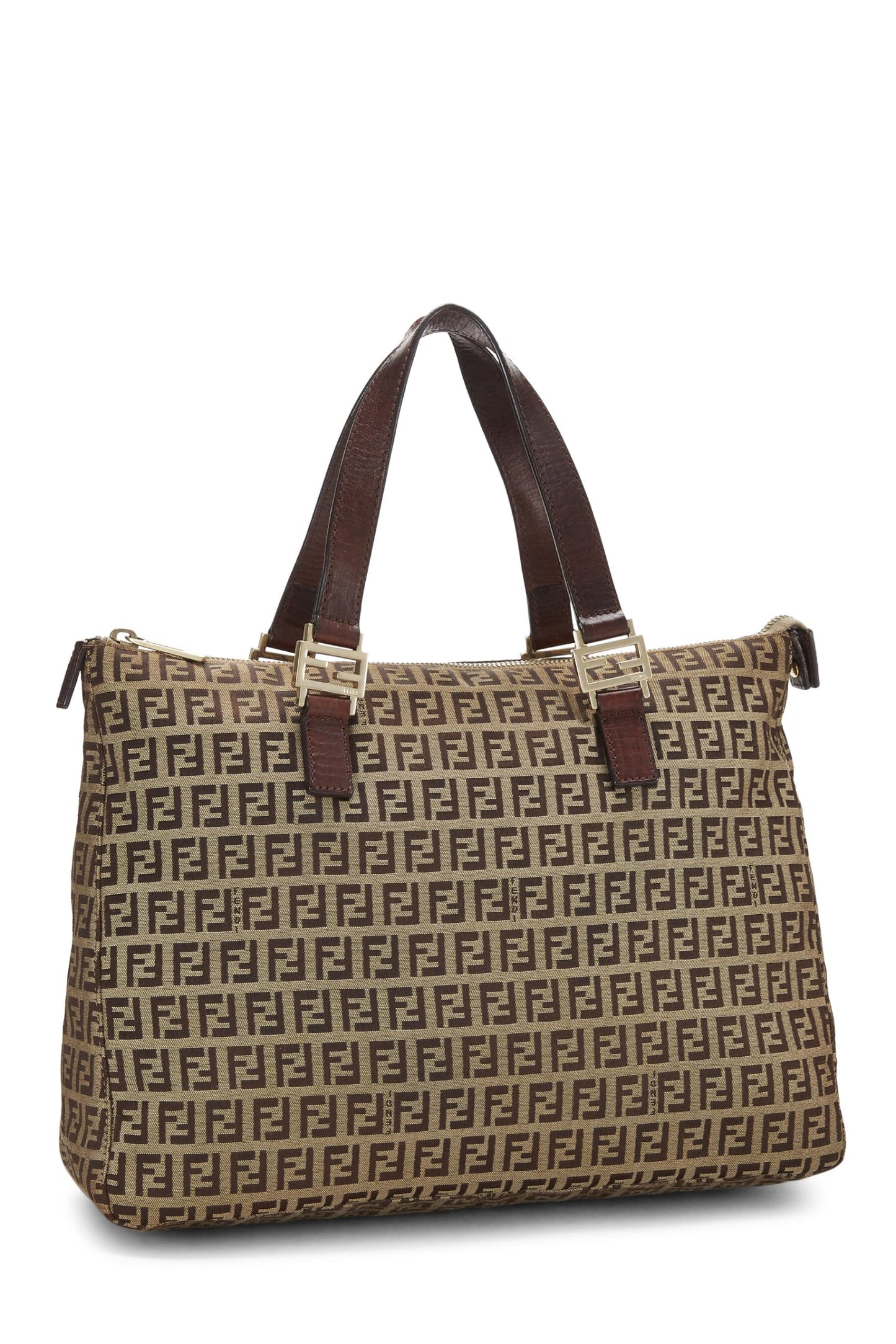 Fendi,  Brown Zucchino Canvas Tote Small, Brown