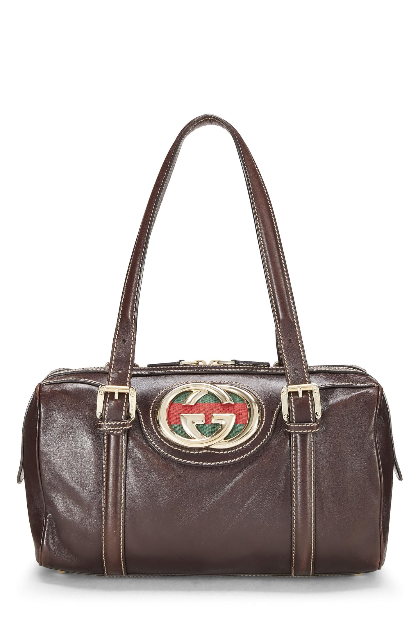 Gucci,  Brown Leather Britt Boston Handbag, Brown