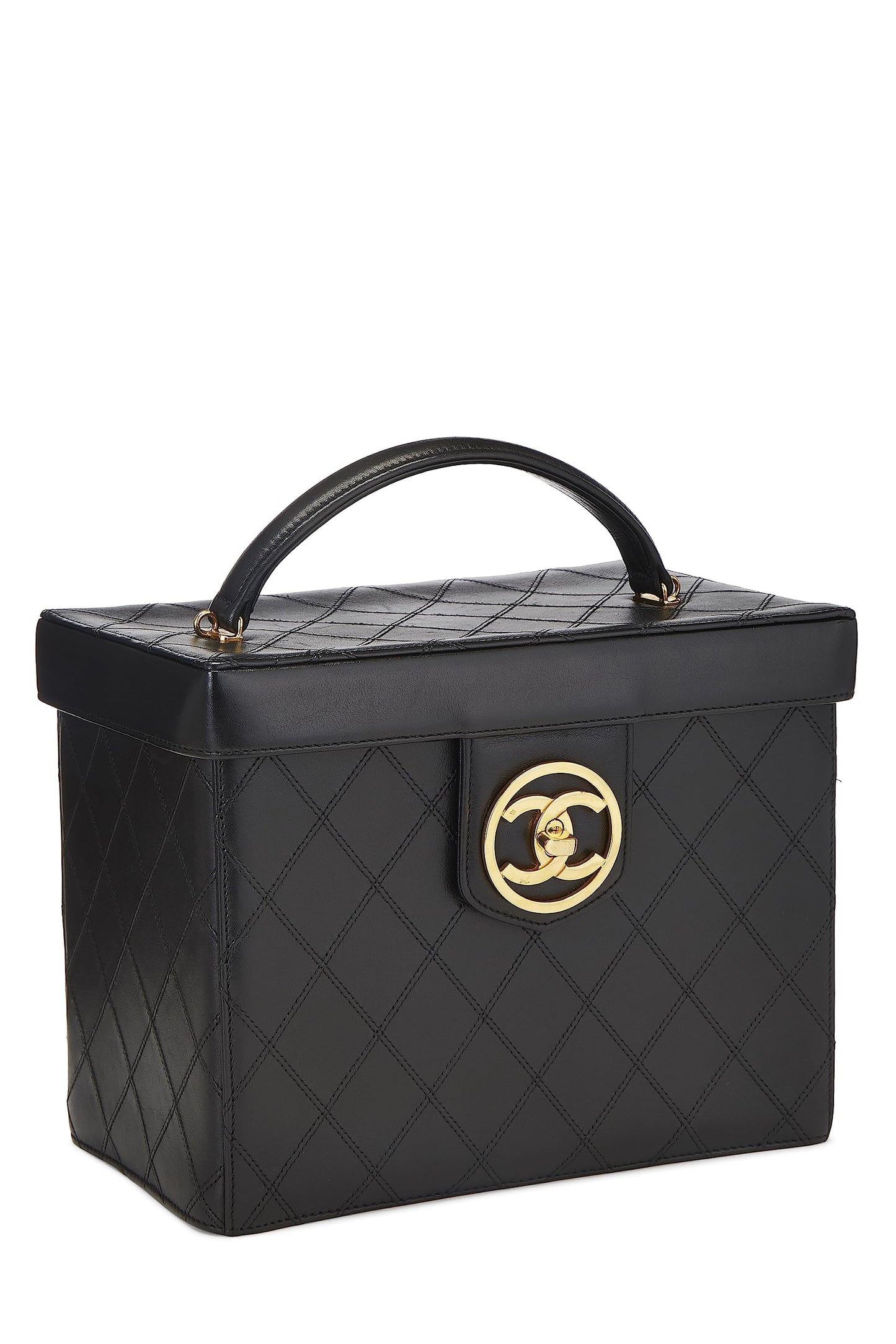 Chanel,  Black Lambskin Circle 'CC' Vanity Large, Black