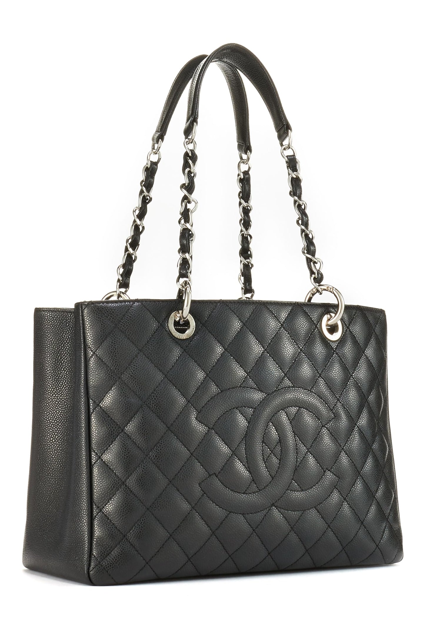 Chanel,  Black Quilted Caviar Grand Shopping Tote (GST), Black