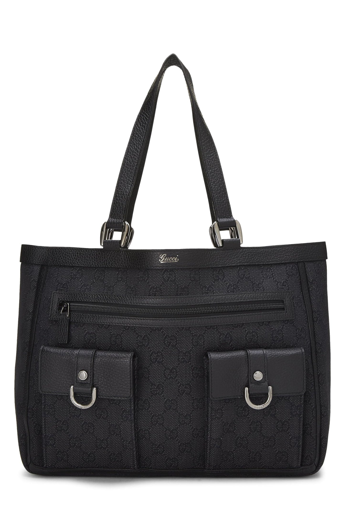 Gucci,  Black GG Nylon Abbey Pocket Tote, Black