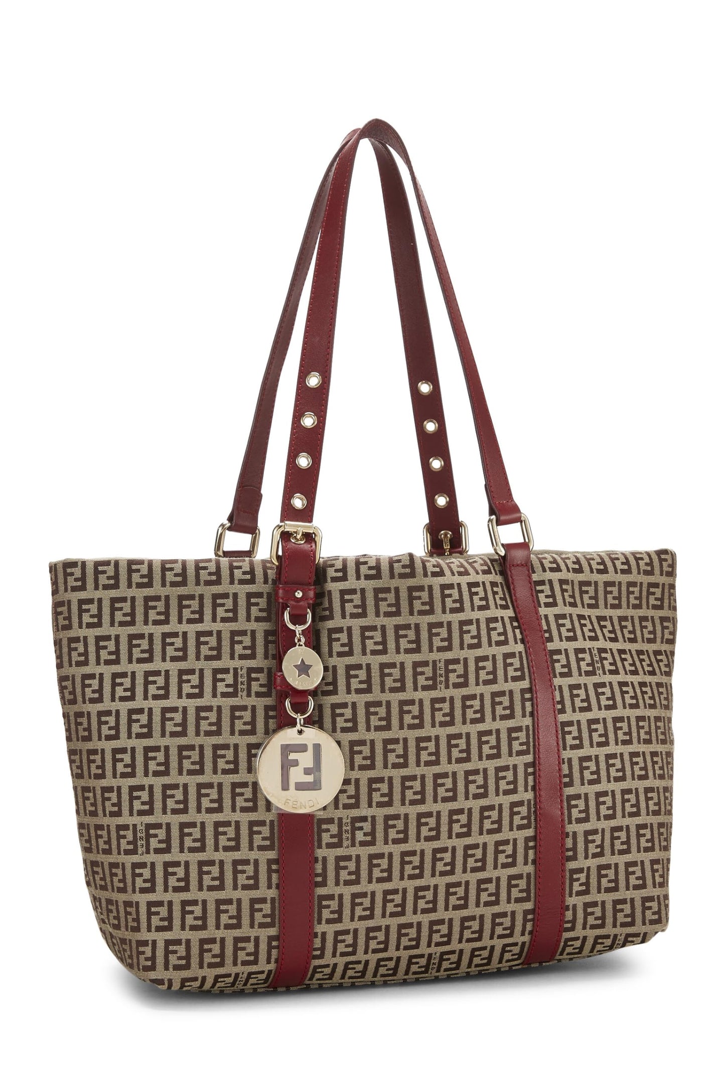 Fendi,  Red Zucchino Canvas Superstar Tote, Red