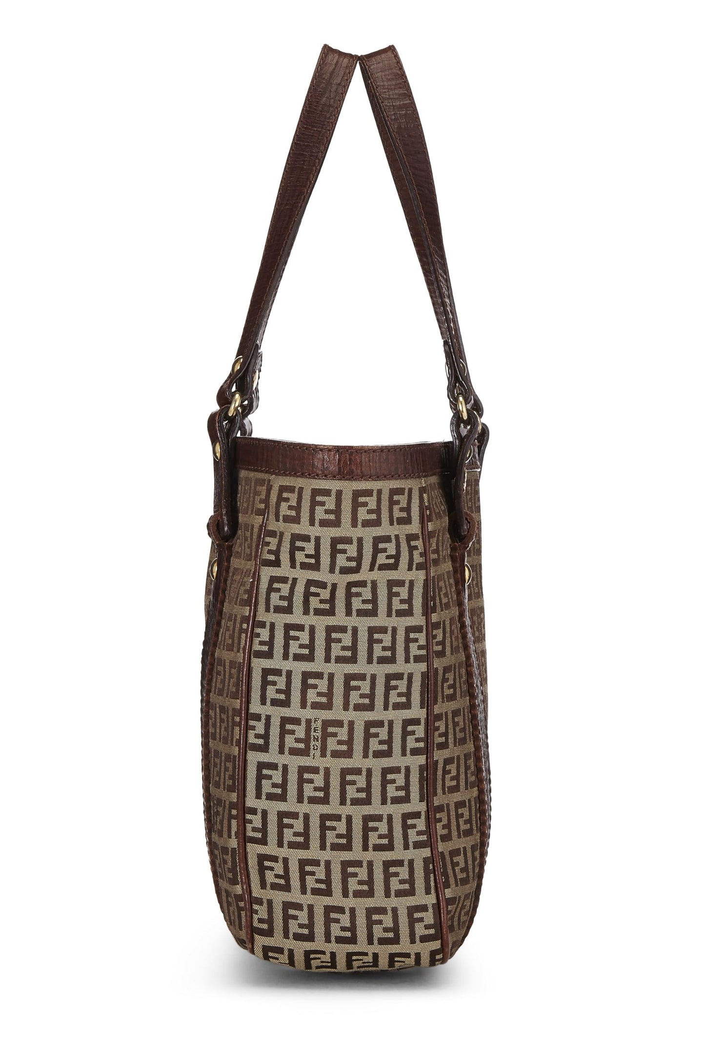 Fendi,  Brown Zucchino Canvas Tote Small, Brown