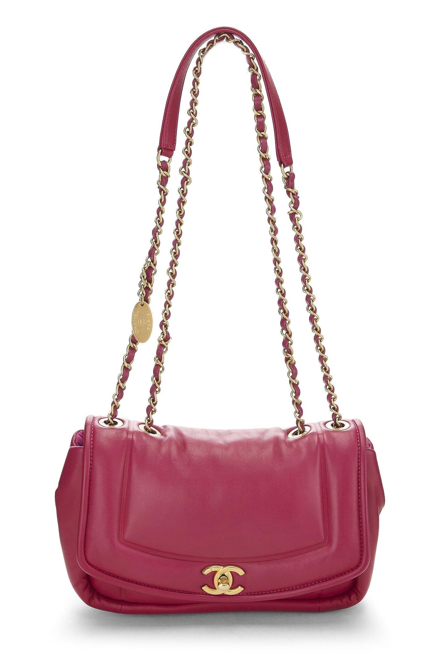 Chanel,  Pink Calfskin Border Full Flap Medium, Pink