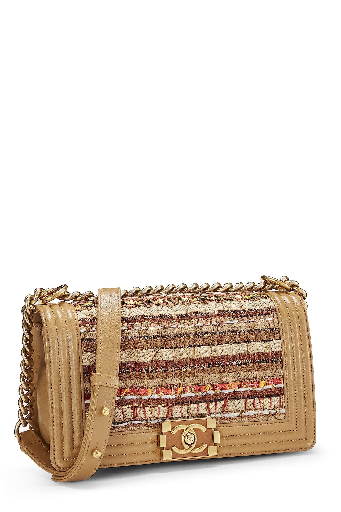 Chanel,  Beige Tweed Boy Bag Medium, Beige