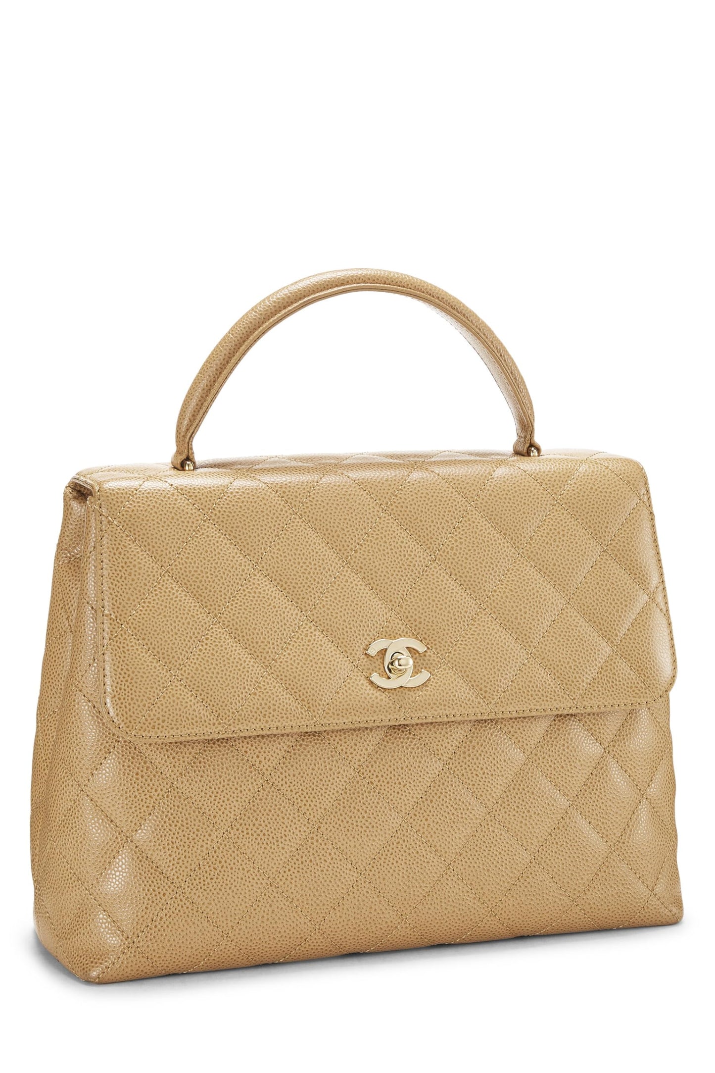 Chanel,  Beige Quilted Caviar Kelly, Beige