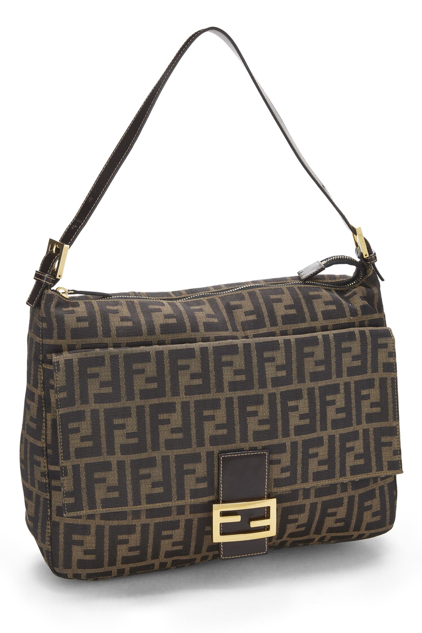 Fendi,  Brown Zucca Canvas Shoulder Bag Large, Brown