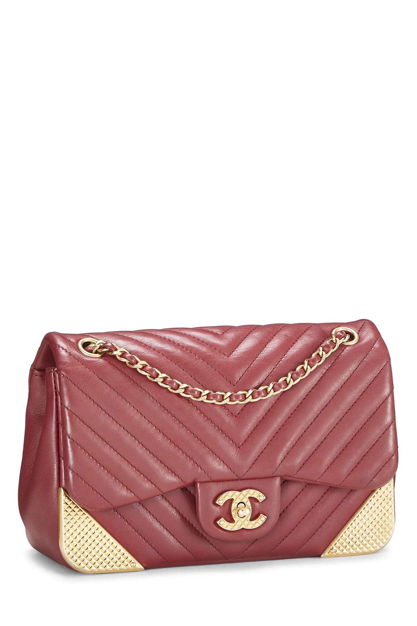 Chanel,  Paris-Cosmopolite Red Chevron Lambskin Rock the Corner Flap Bag Small, Red