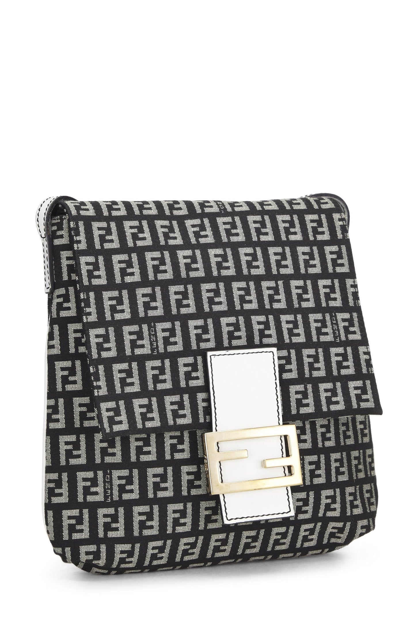 Fendi,  Navy Zucchino Canvas Tube Messenger, White