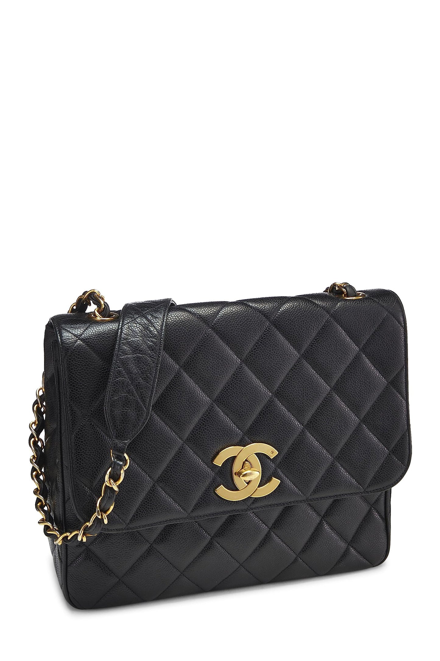 Chanel,  Black Caviar Big CC Square Flap Large, Black