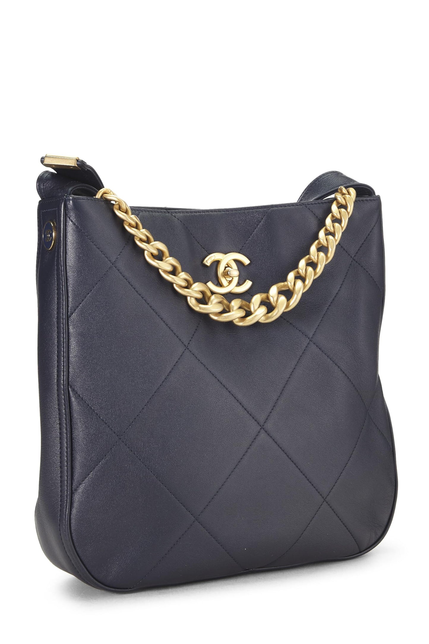 Chanel,  Navy Calfskin Stitched Easy Mood Hobo, Navy