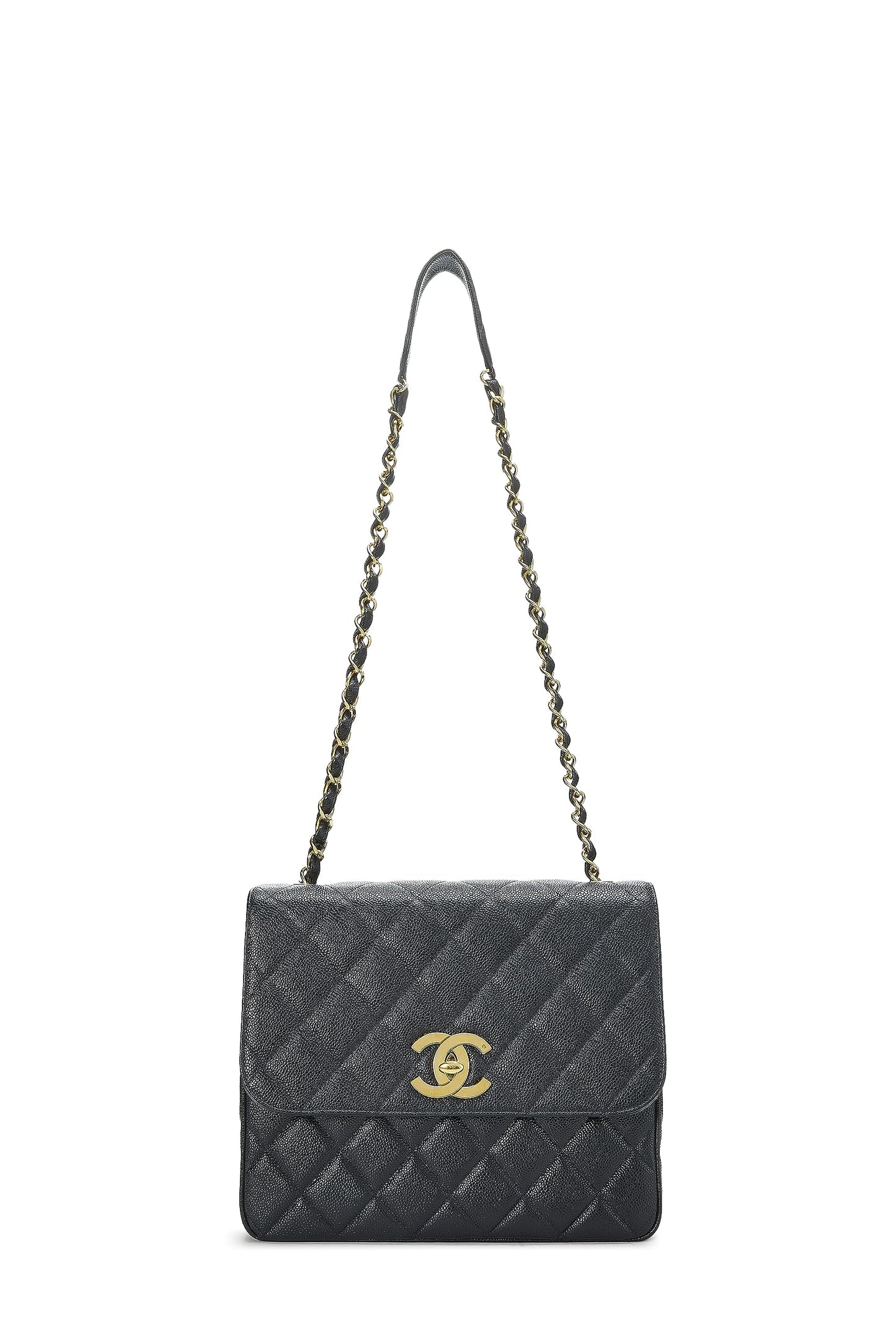 Chanel,  Black Caviar Big CC Square Flap Large, Black