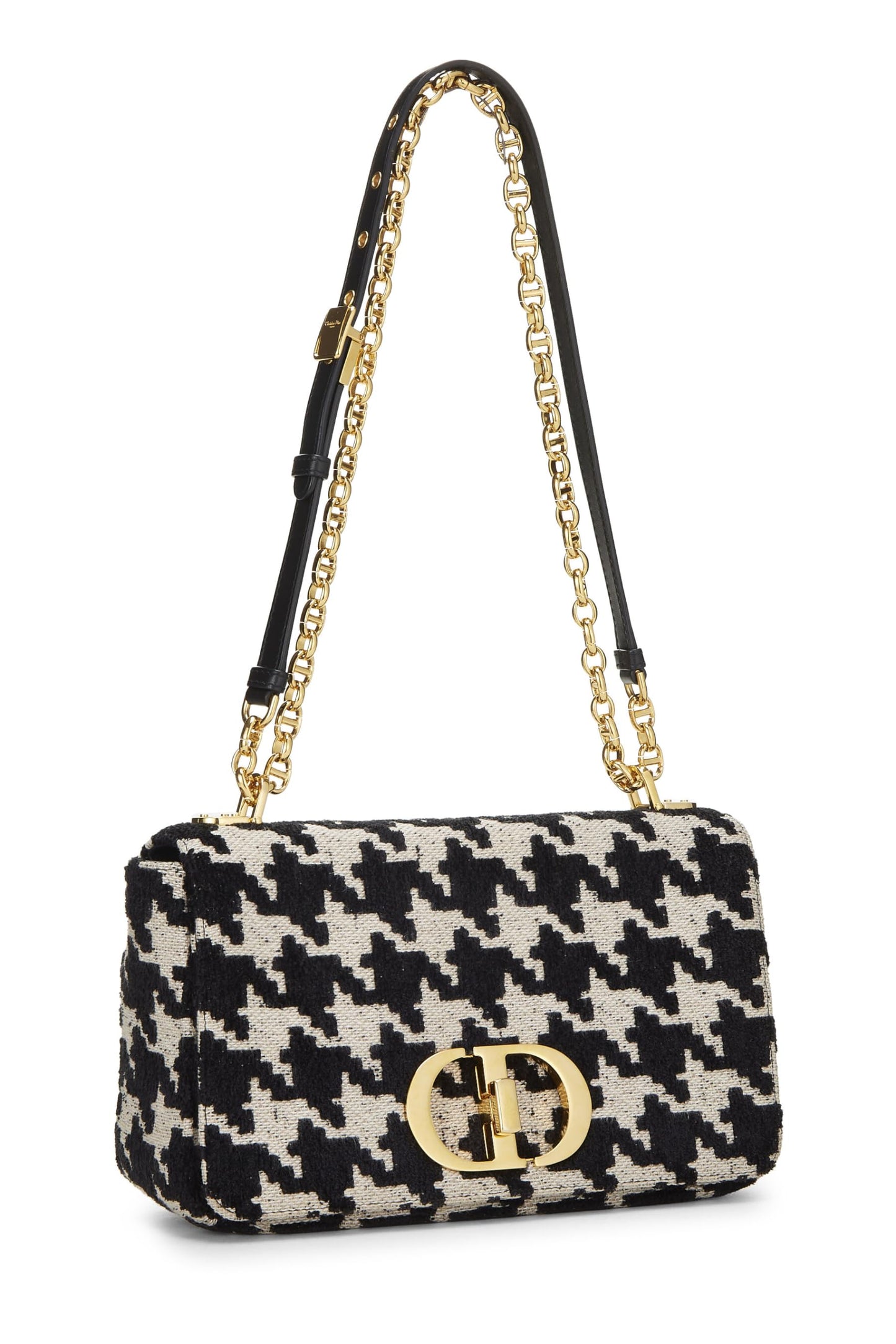 Dior,  Black & White Houndstooth Jacquard Caro Bag Medium, Black