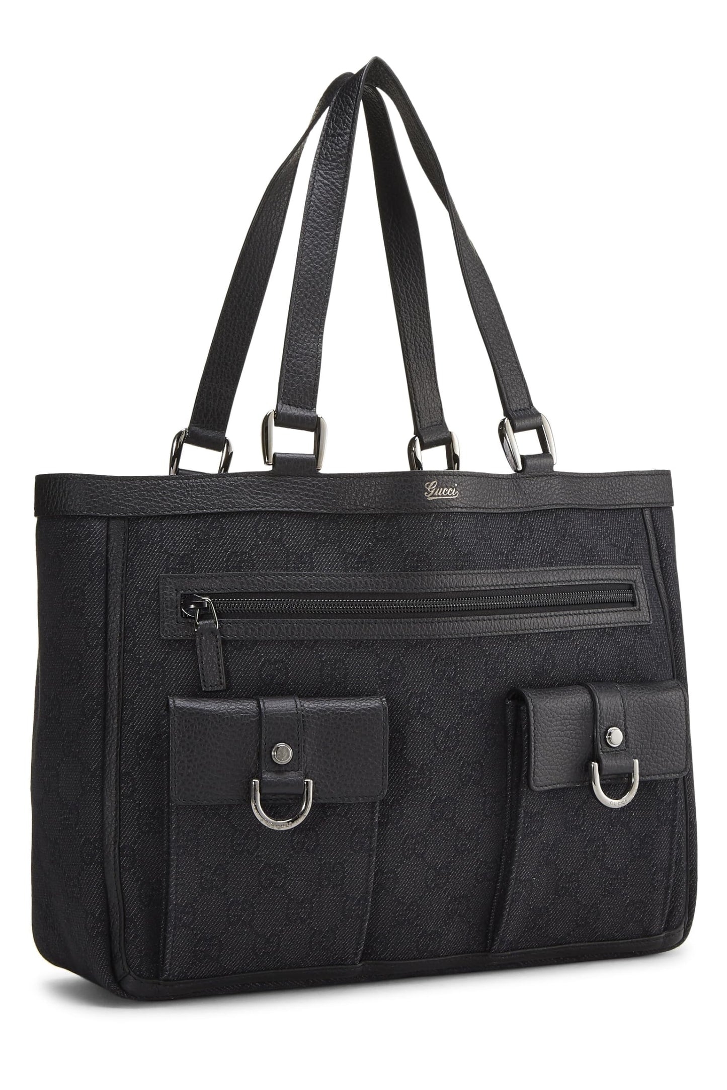 Gucci,  Black GG Nylon Abbey Pocket Tote, Black
