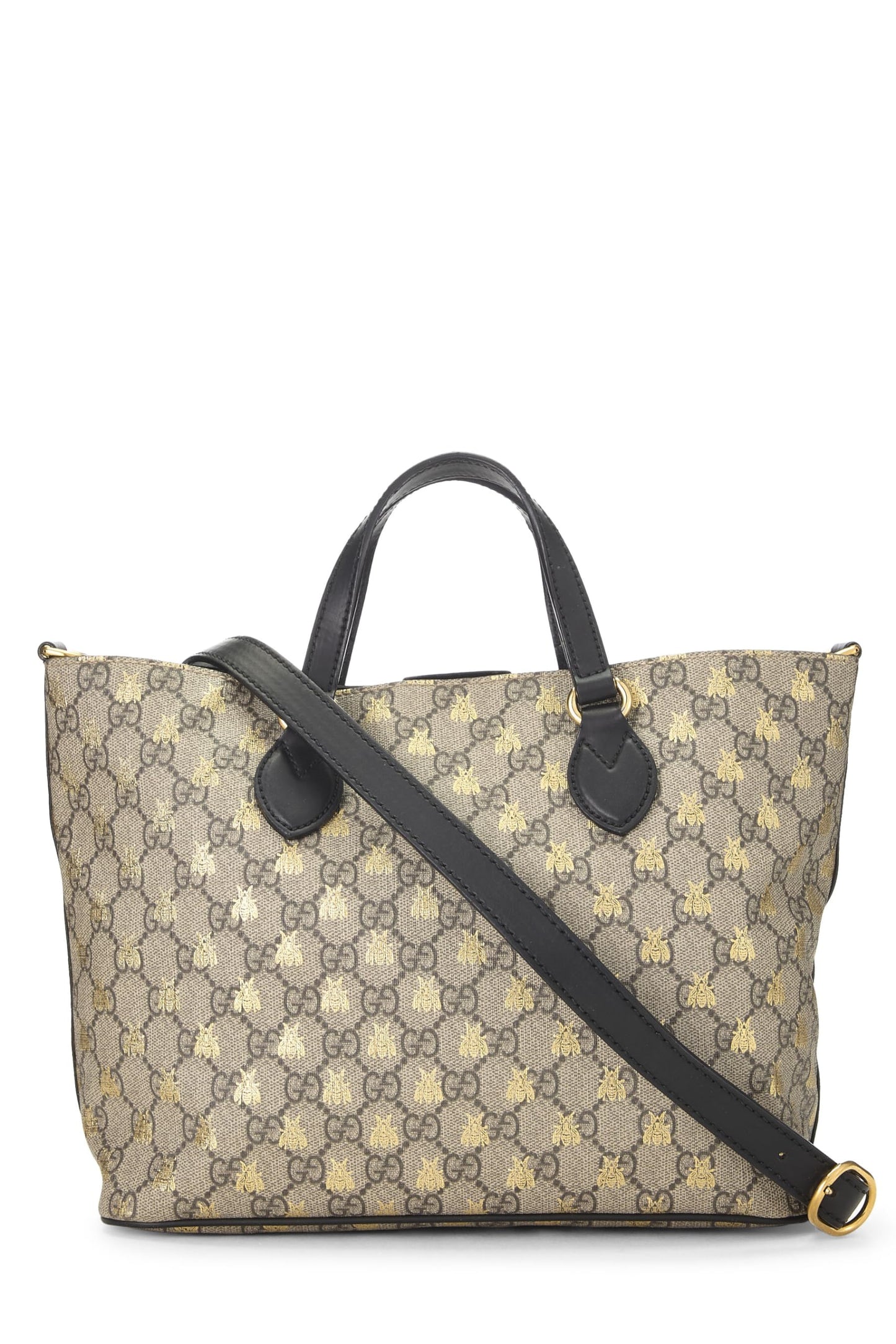 Gucci,  Black GG Supreme Canvas Bee Tote Small, Black