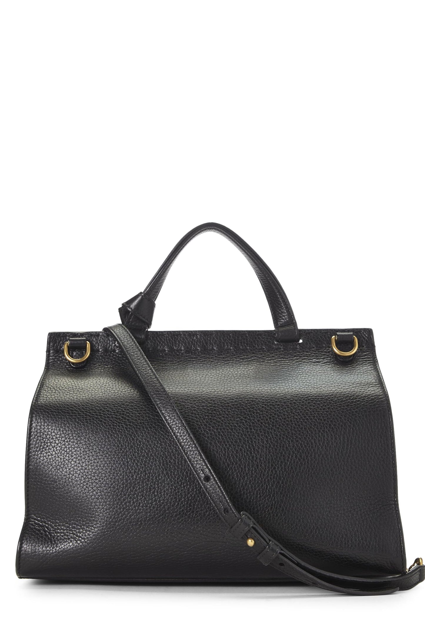 Gucci,  Black Leather GG Marmont Top Handle Flap Bag Small, Black
