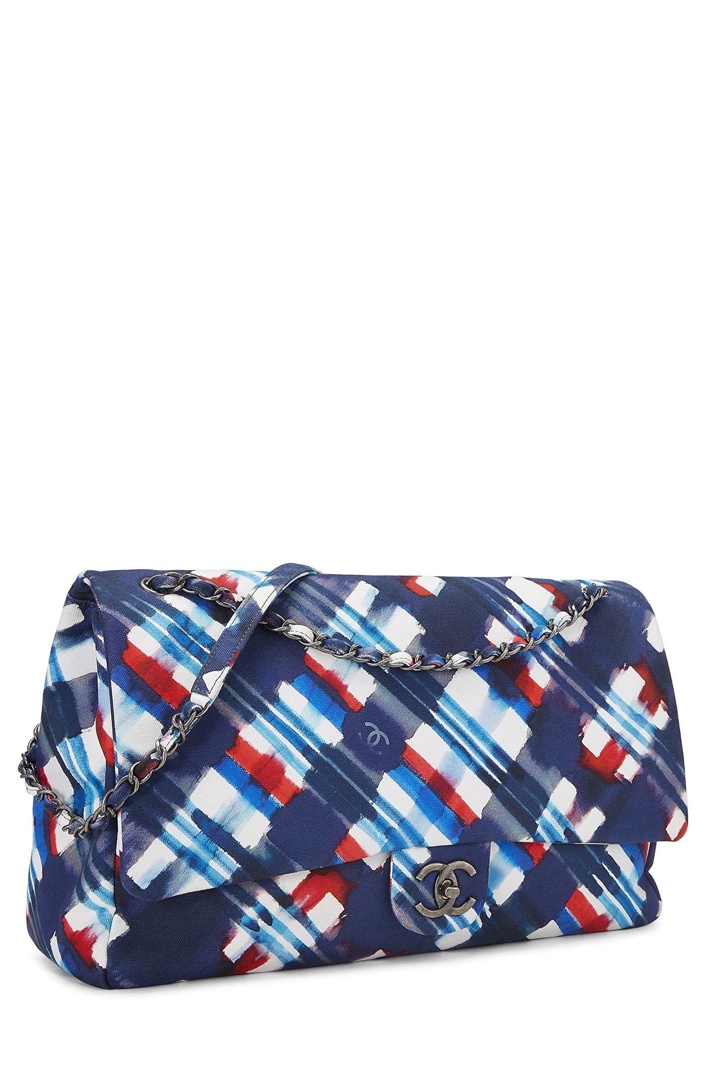 Chanel,  Multicolor Plaid Canvas Airplane Flap Bag XXL, Multi