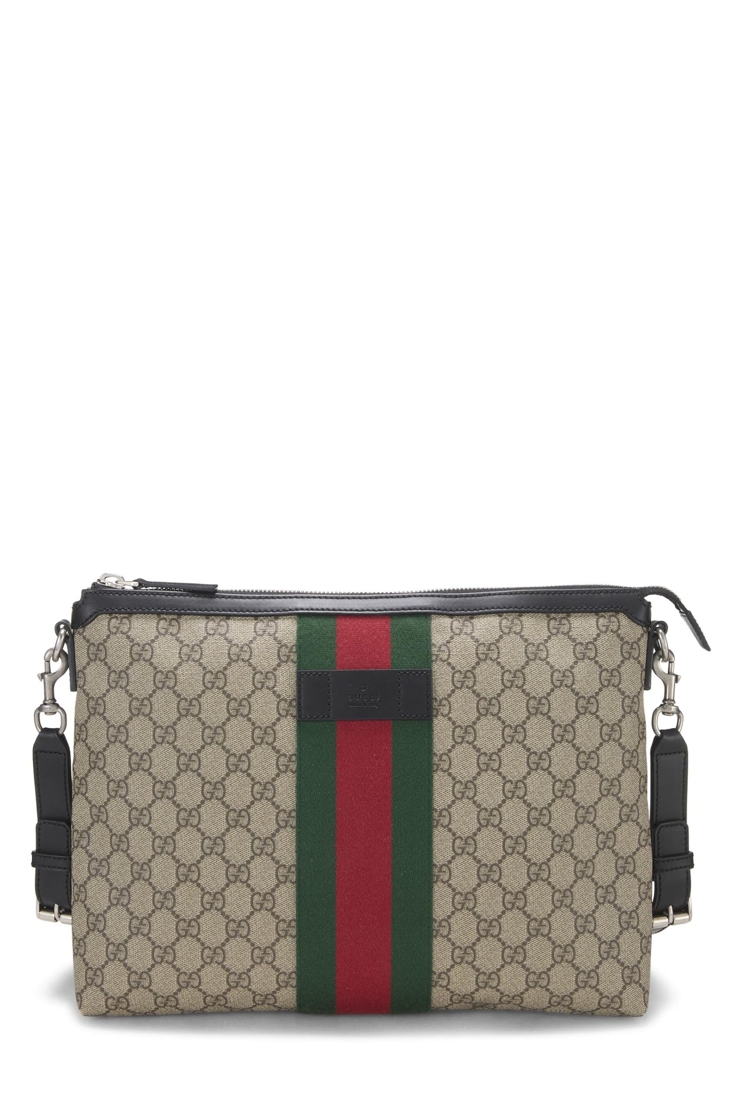 Gucci,  Black GG Supreme Canvas Web Messenger, Black