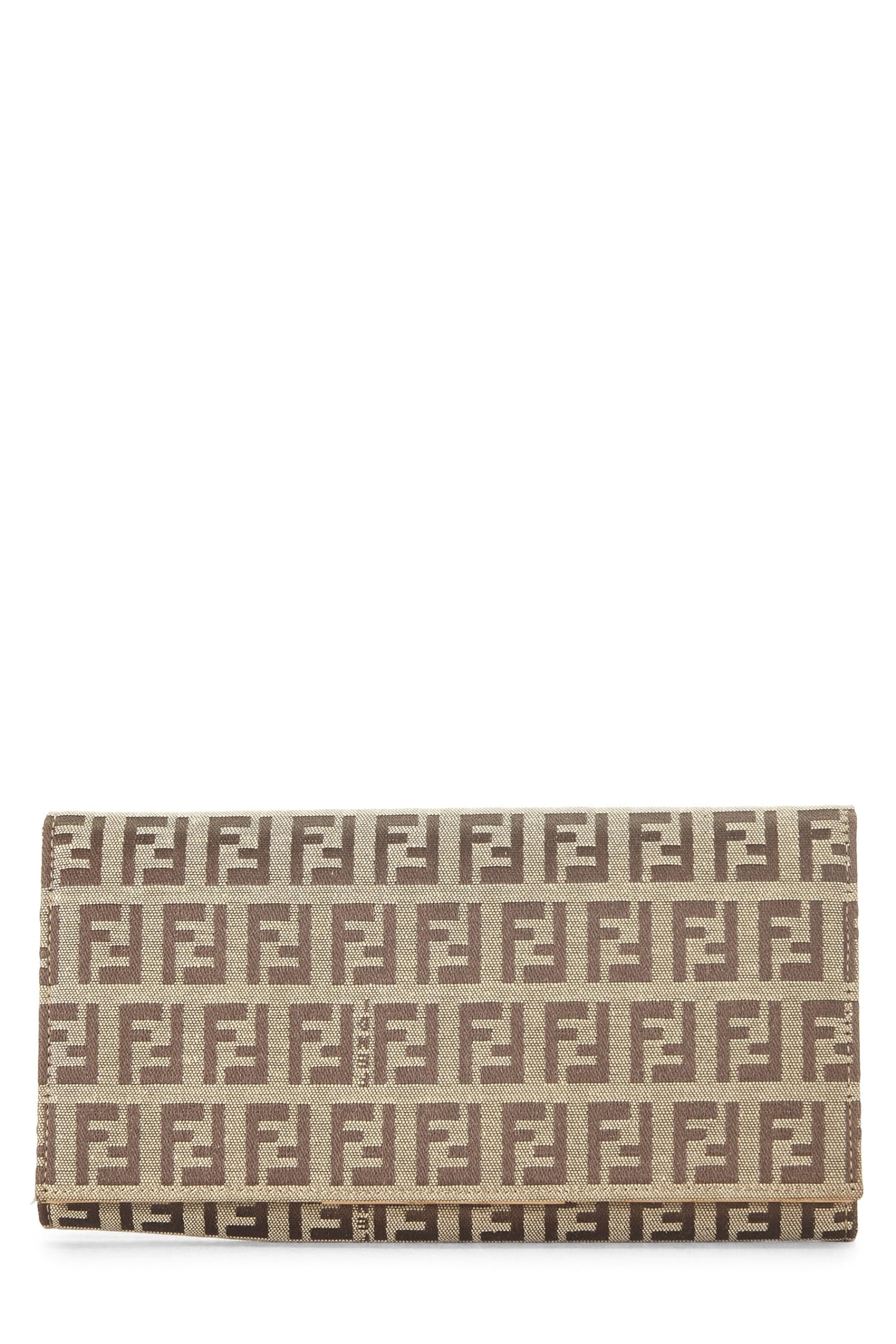 Fendi,  Beige Zucchino Canvas Contential Wallet, Beige