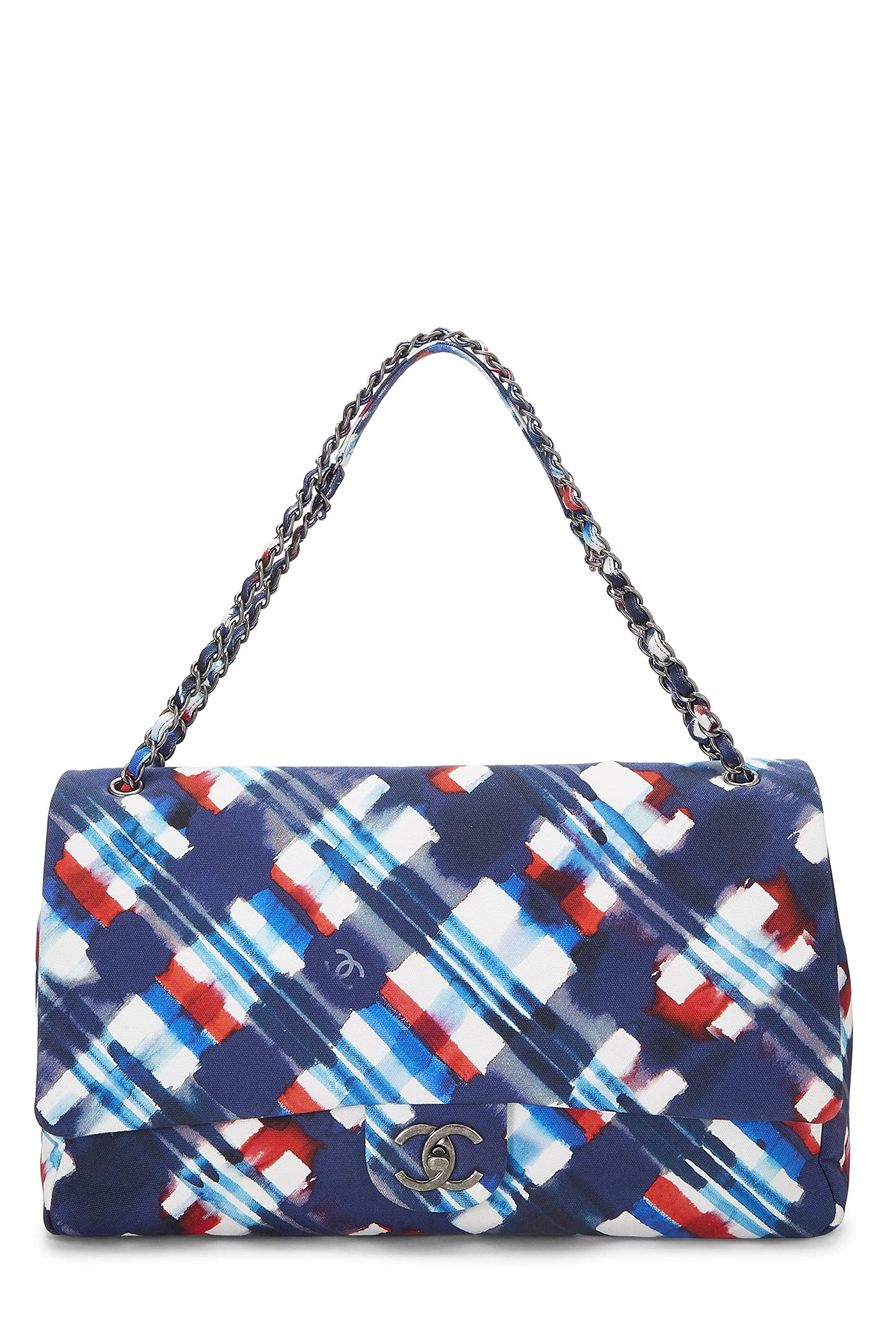 Chanel,  Multicolor Plaid Canvas Airplane Flap Bag XXL, Multi