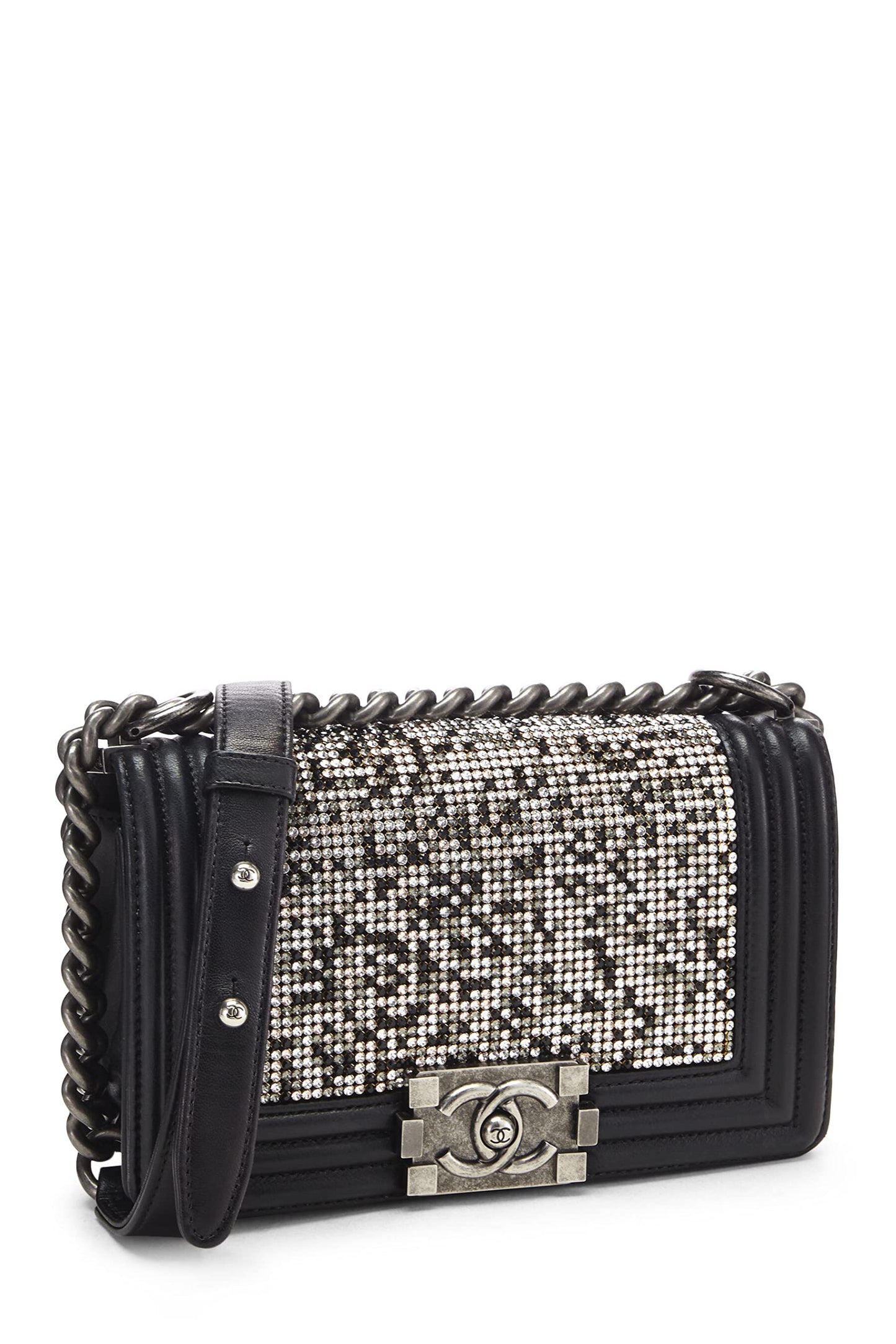 Chanel,  Black Embellished Swarovski Crystal Boy Bag Small, Black