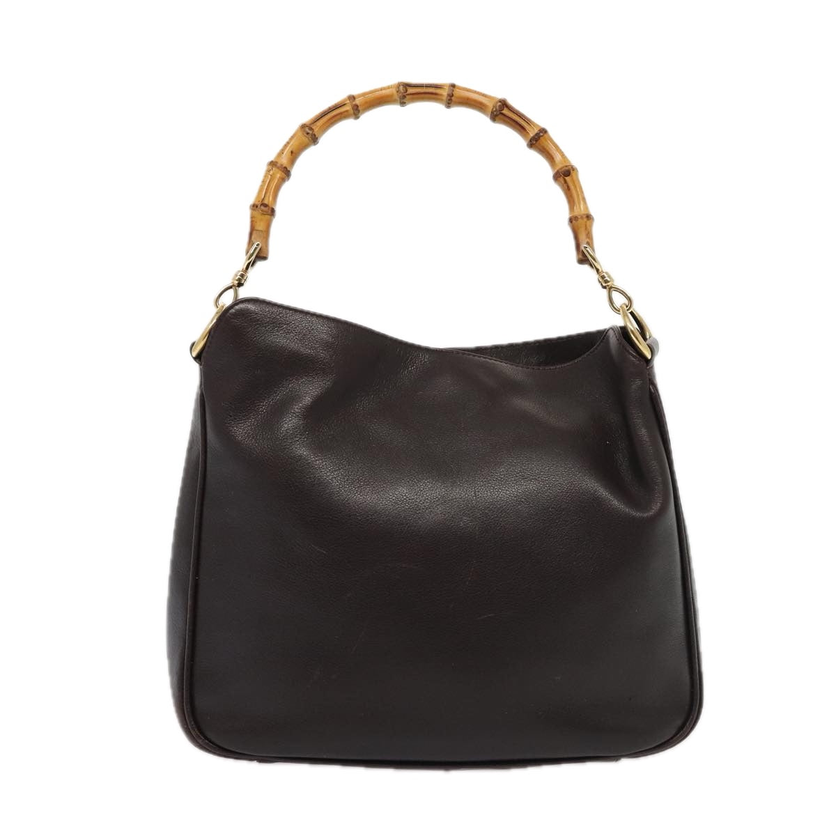 GUCCI Bamboo Hand Bag Leather 2way Brown 82021