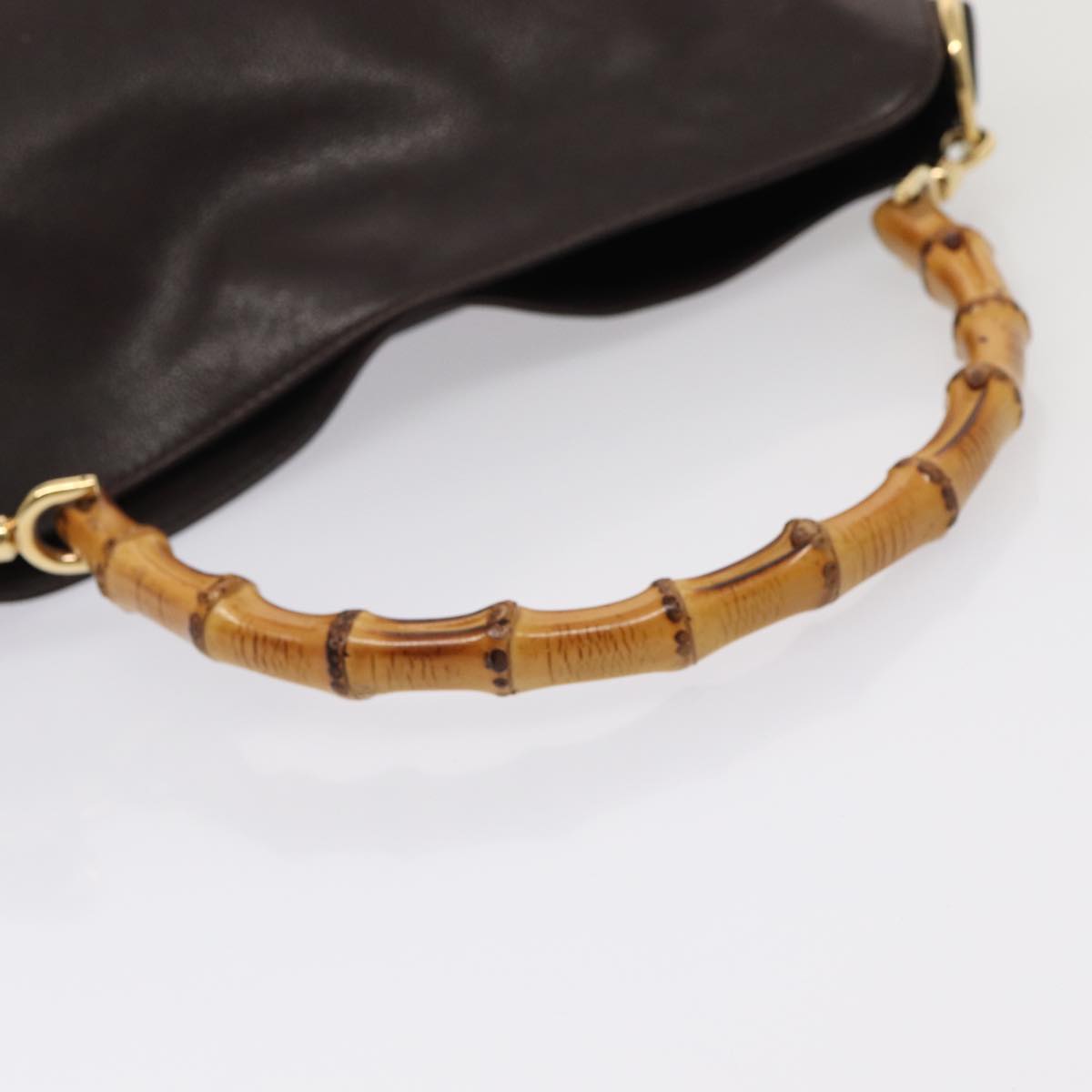 GUCCI Bamboo Hand Bag Leather 2way Brown 82021