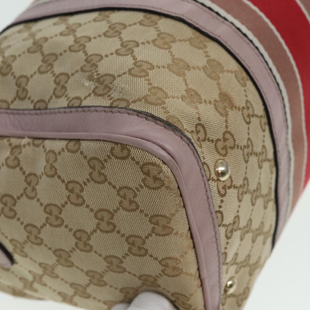 GUCCI GG Canvas Boston Bag 2way Beige Pink 82022