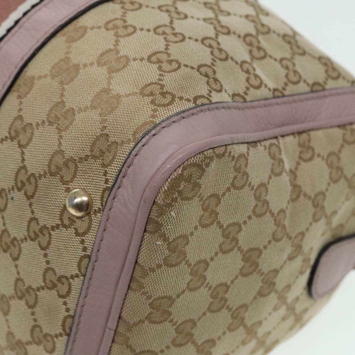 GUCCI GG Canvas Boston Bag 2way Beige Pink 82022