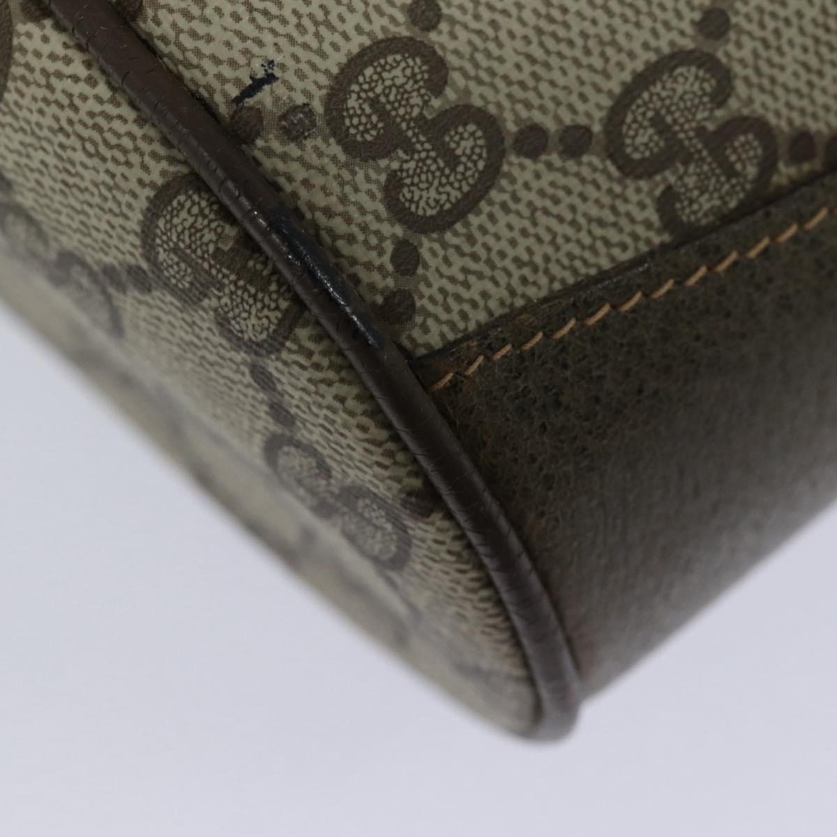 GUCCI GG Canvas Web Sherry Line Shoulder Bag PVC Leather Beige Green 82024