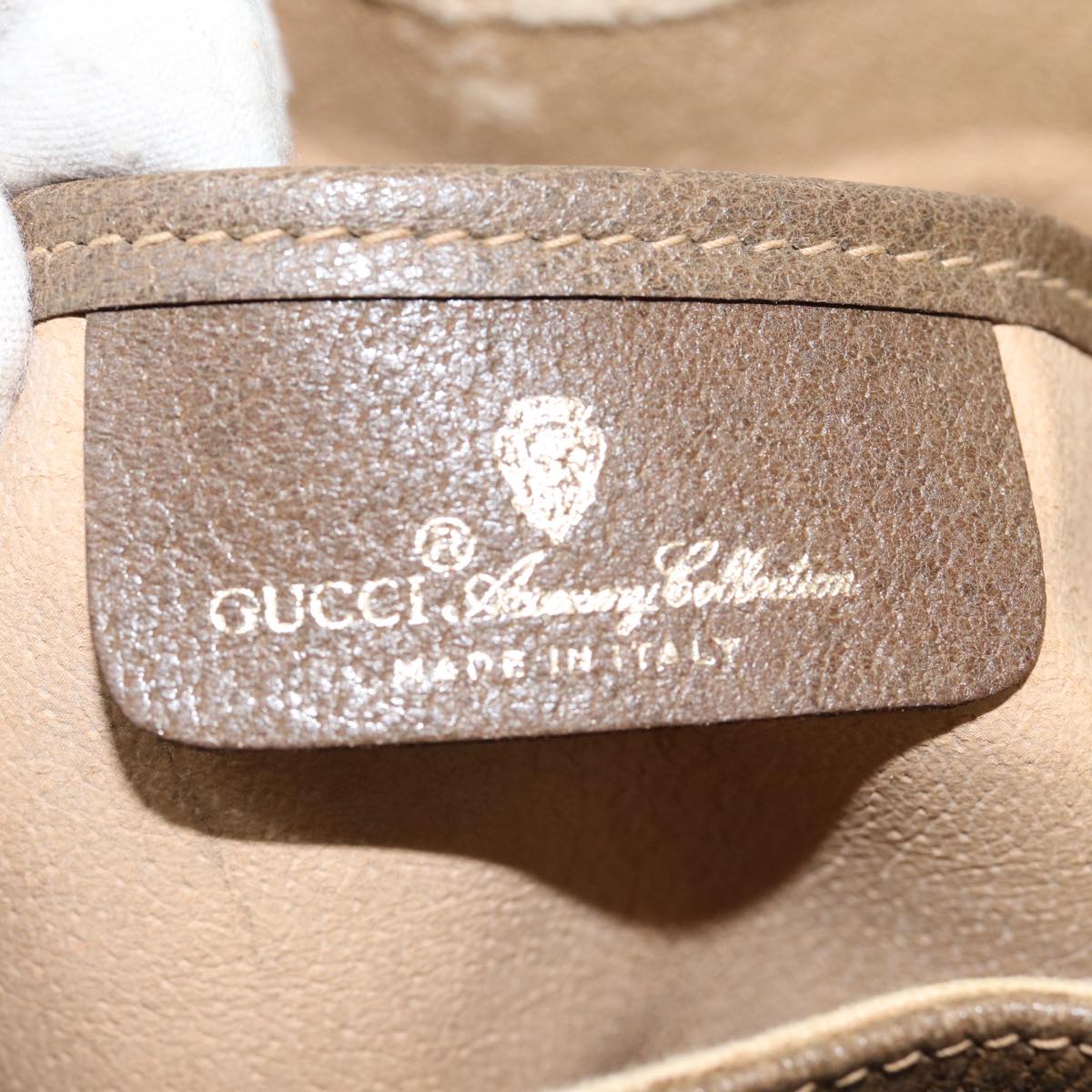 GUCCI GG Canvas Web Sherry Line Shoulder Bag PVC Leather Beige Green 82024