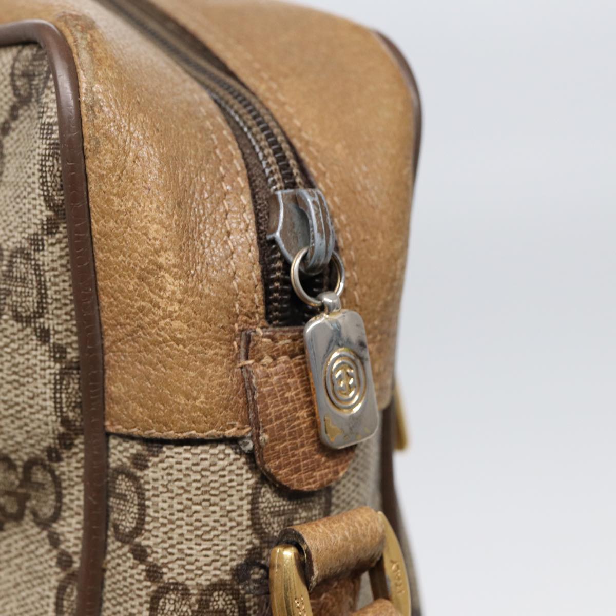 GUCCI GG Supreme Web Sherry Line Shoulder Bag Beige Gold 119 02 088 82111