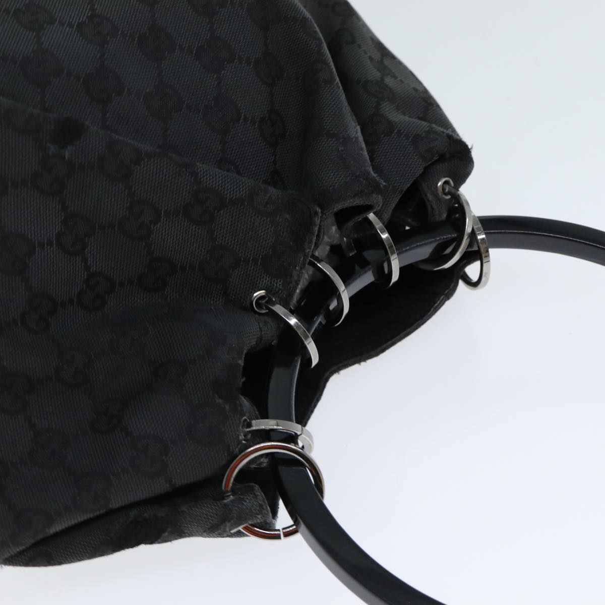 GUCCI GG Canvas Shoulder Bag Black 001 3738 82165