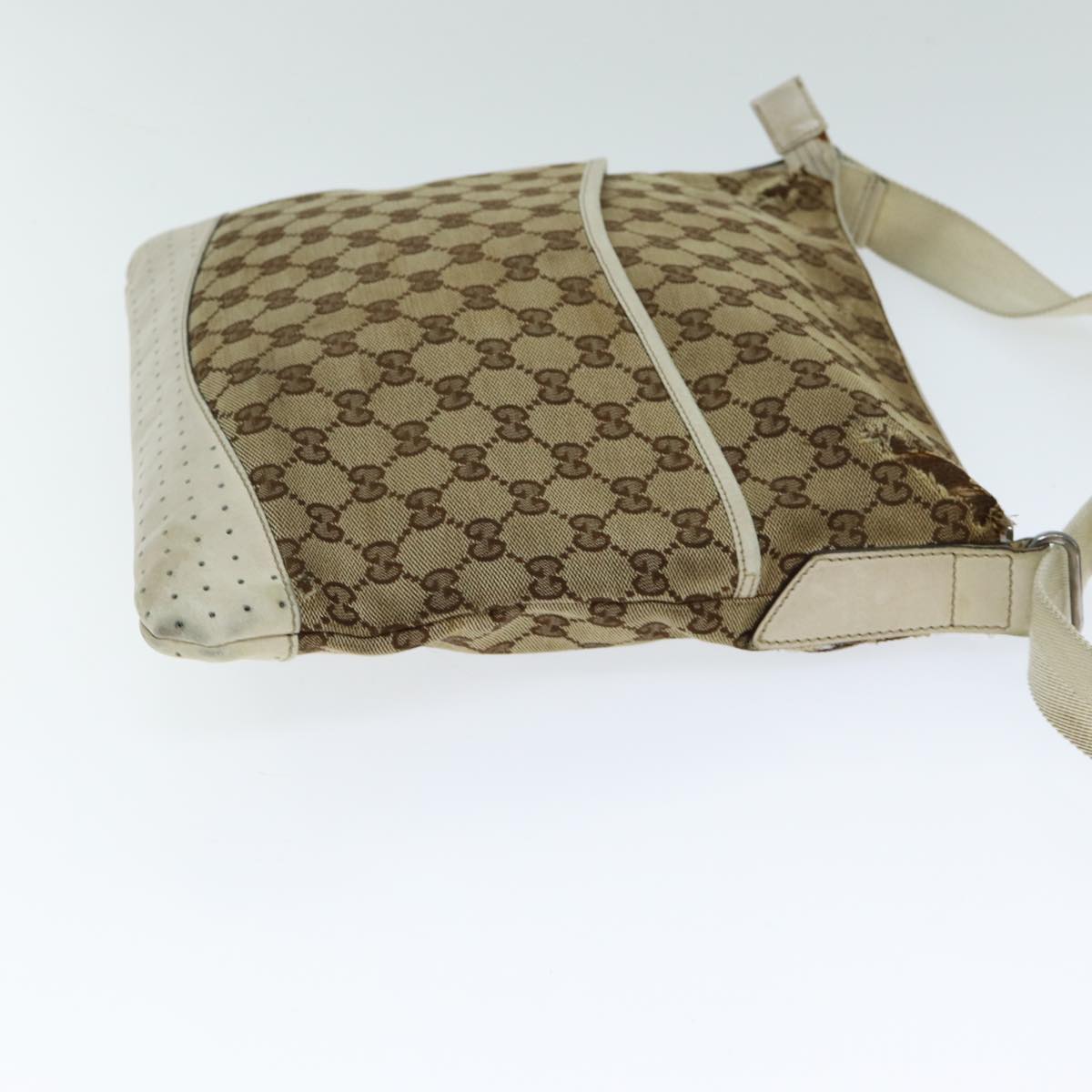 GUCCI GG Canvas Shoulder Bag Beige White 145857 82178