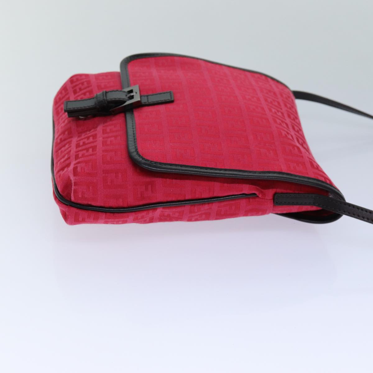 FENDI Zucchino Canvas Shoulder Bag Red 8BT052 82253