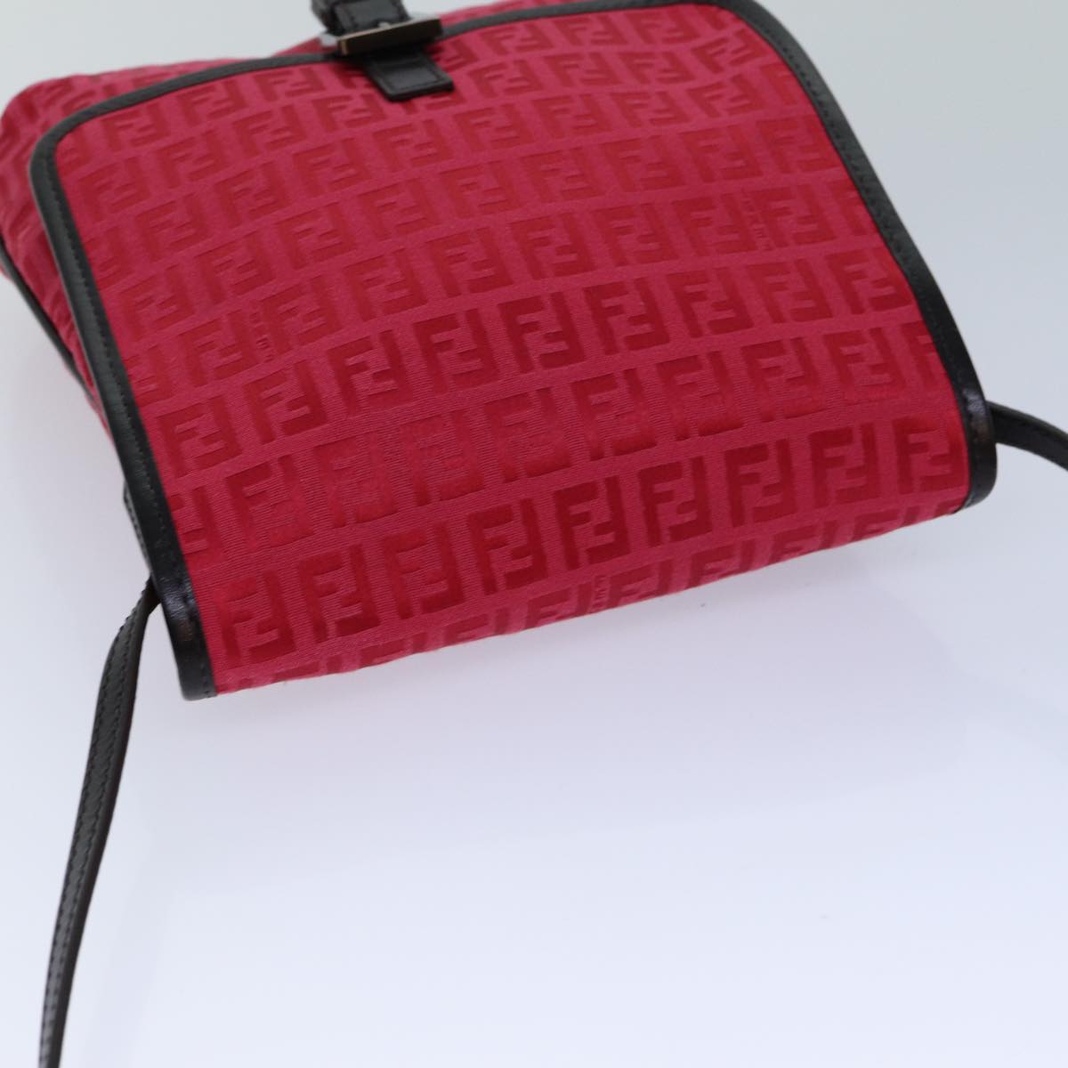 FENDI Zucchino Canvas Shoulder Bag Red 8BT052 82253