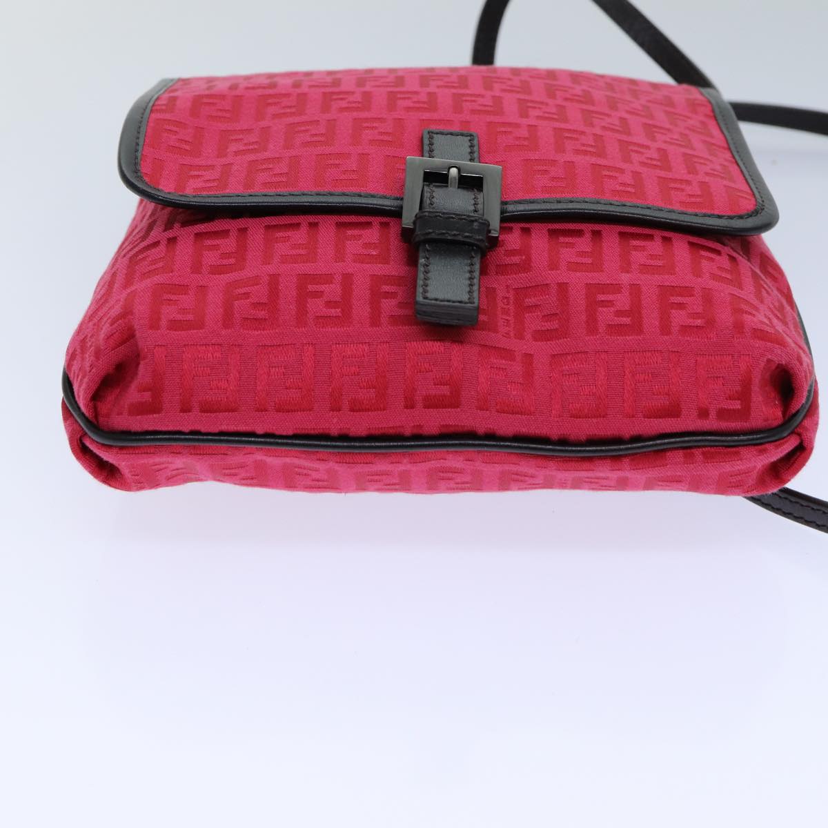 FENDI Zucchino Canvas Shoulder Bag Red 8BT052 82253