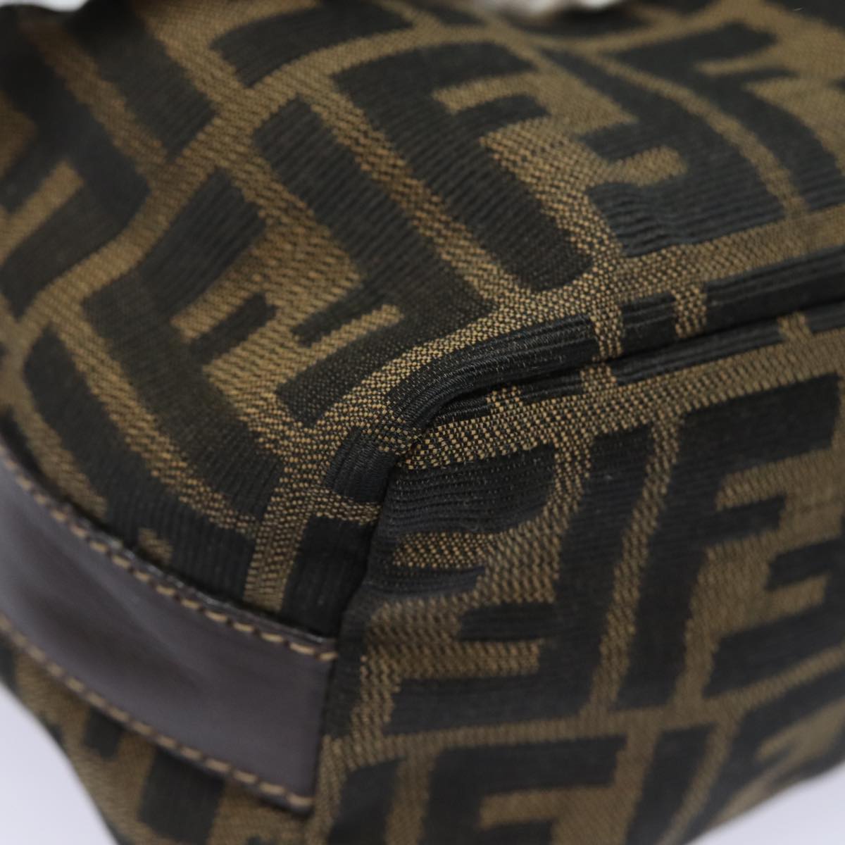 FENDI Vanity Zucca Canvas Pouch Black Brown 82485