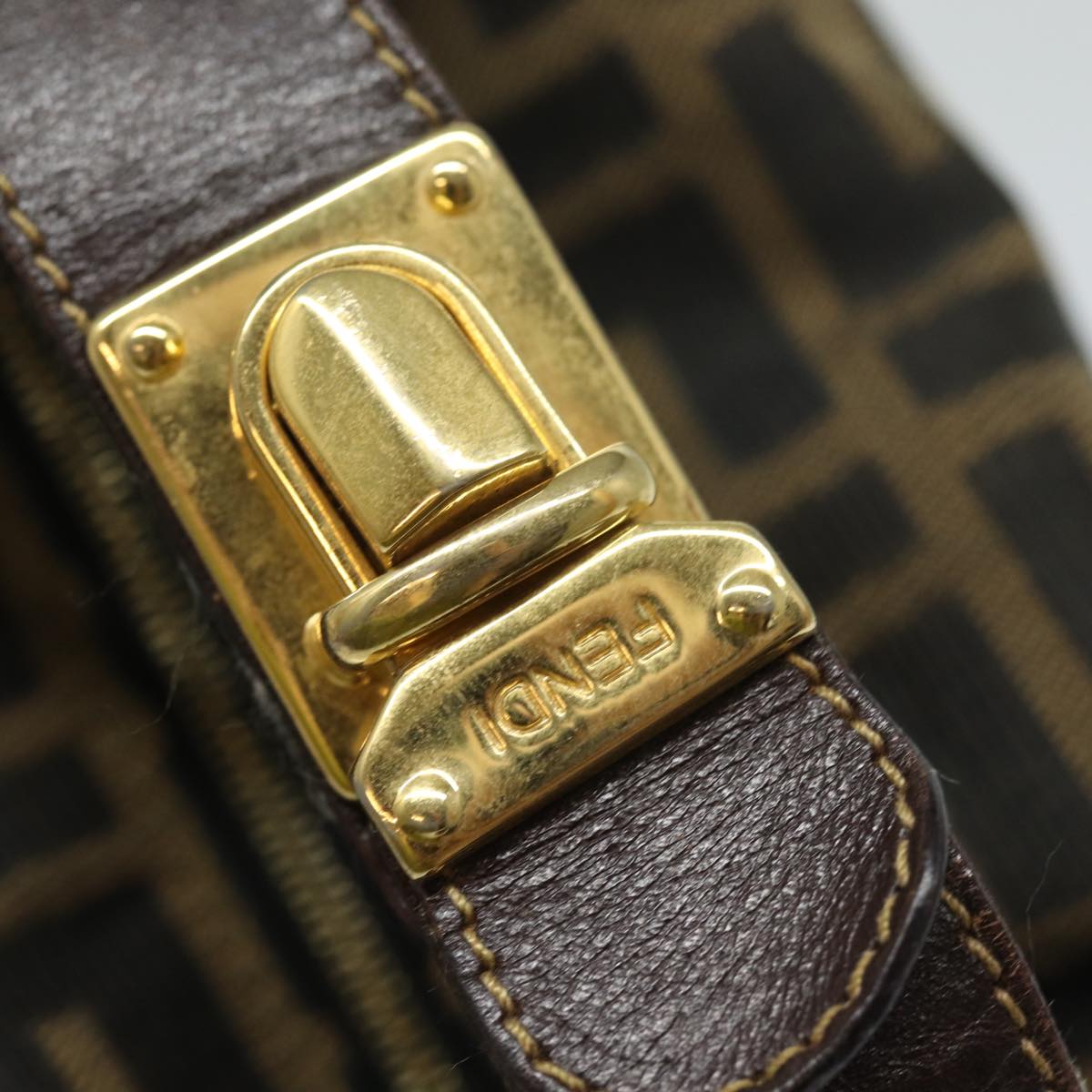 FENDI Vanity Zucca Canvas Pouch Black Brown 82485