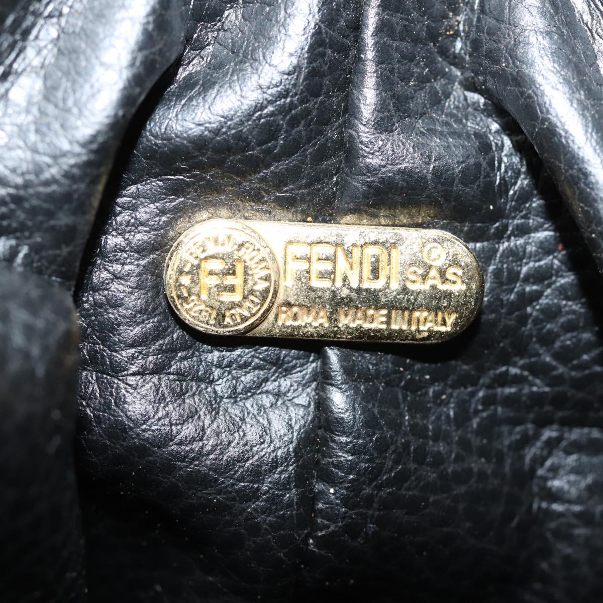 FENDI Vanity Zucca Canvas Pouch Black Brown 82485