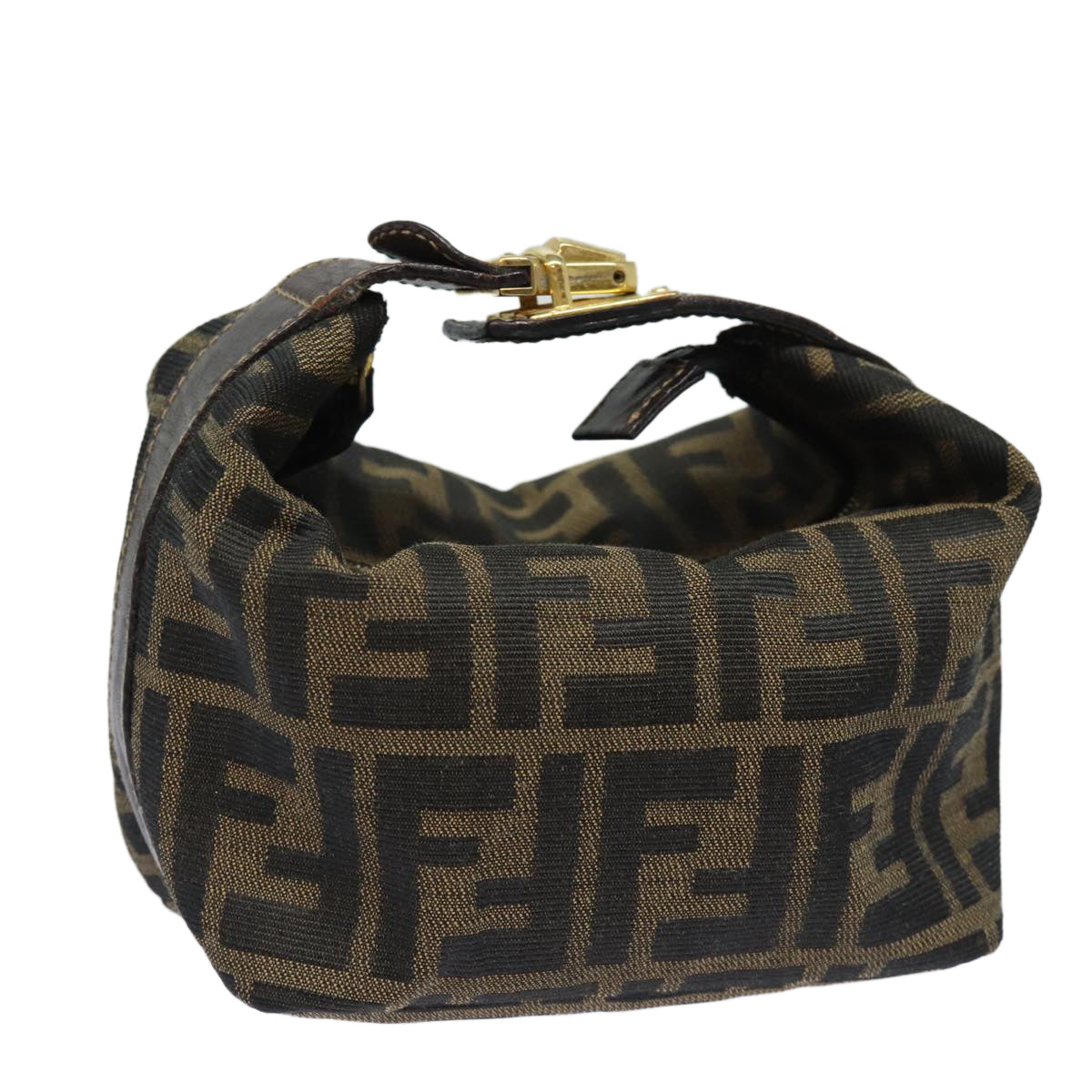 FENDI Vanity Zucca Canvas Pouch Black Brown 82485