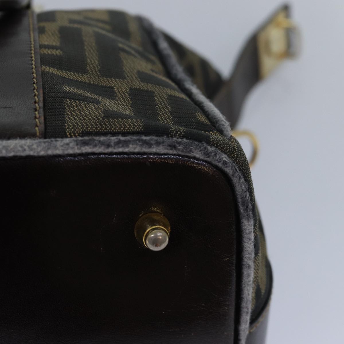FENDI Zucca Canvas Hand Bag Brown Black 82560