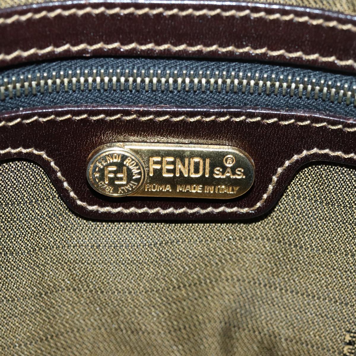 FENDI Zucca Canvas Hand Bag Brown Black 82560