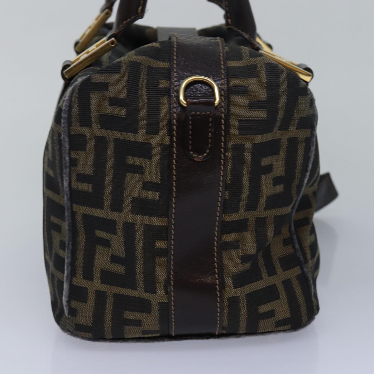 FENDI Zucca Canvas Hand Bag Brown Black 82560