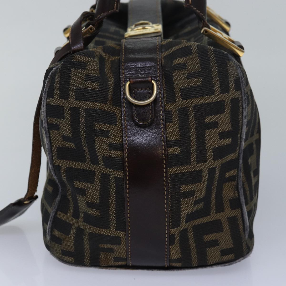 FENDI Zucca Canvas Hand Bag Brown Black 82560