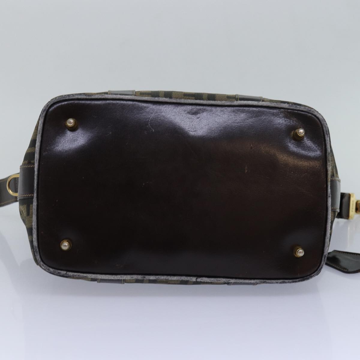 FENDI Zucca Canvas Hand Bag Brown Black 82560
