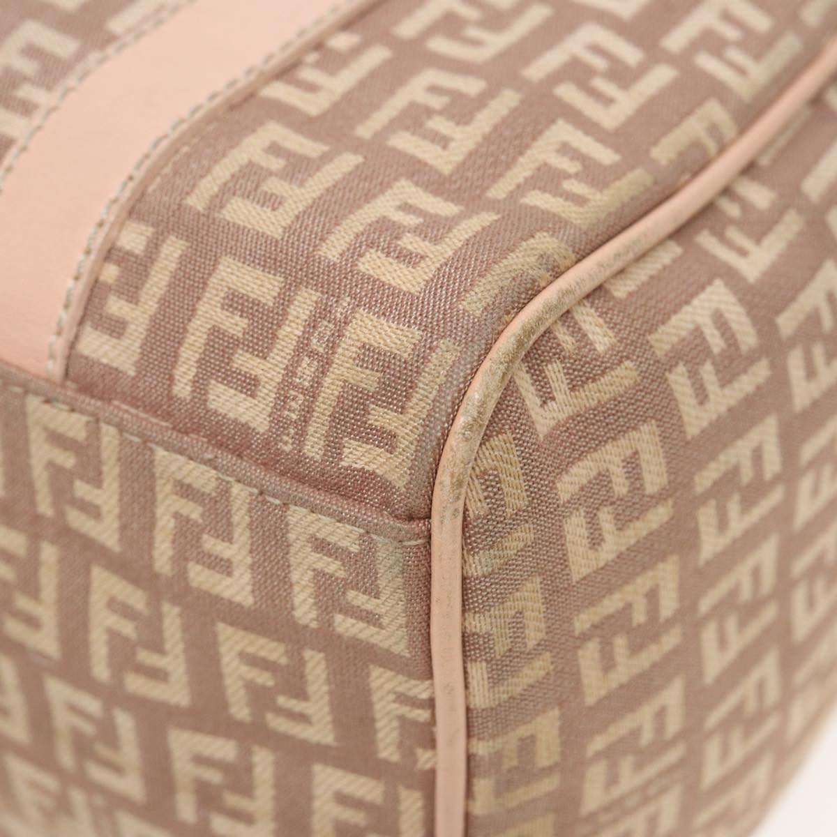 FENDI Zucchino Canvas Mini Boston Bag Pink 82685
