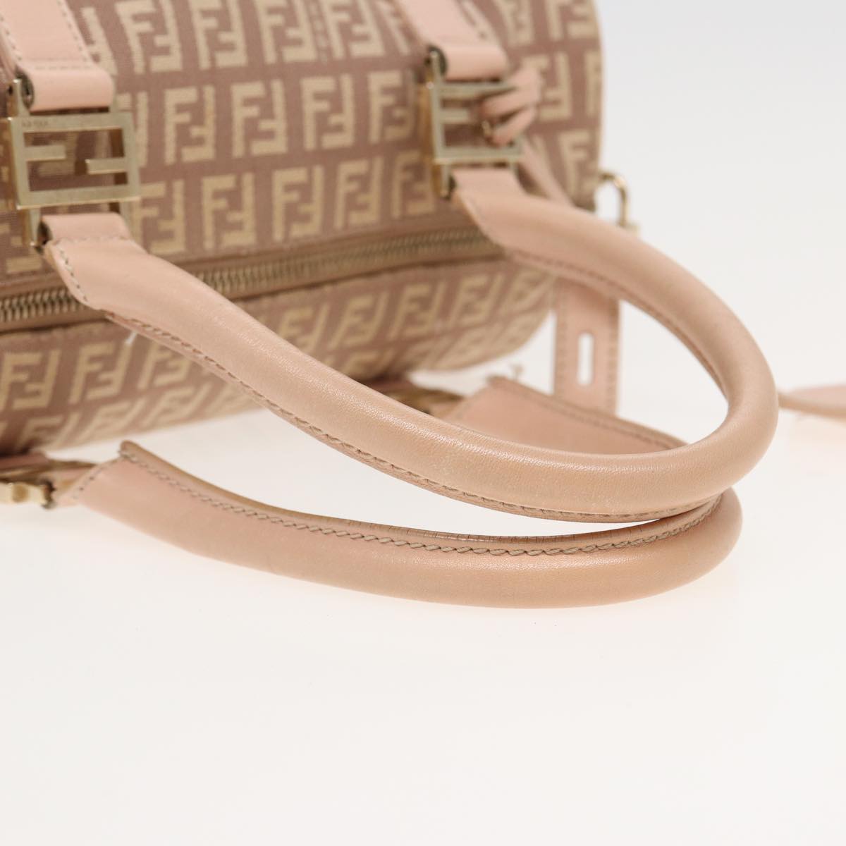 FENDI Zucchino Canvas Mini Boston Bag Pink 82685